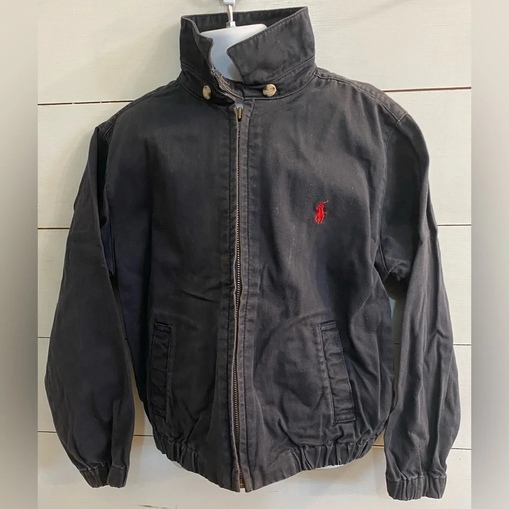 Vintage Polo Ralph Lauren Boys’‎ Sz 7 100% Cotton Navy Full Zip Classic Jacket